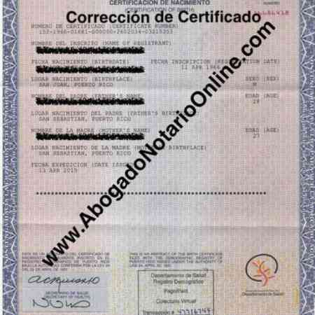 Corrección de Acta o Certificado del Registro Demográfico de Puerto Rico