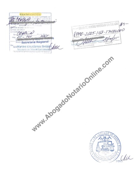 Copia certificada en Puerto Rico